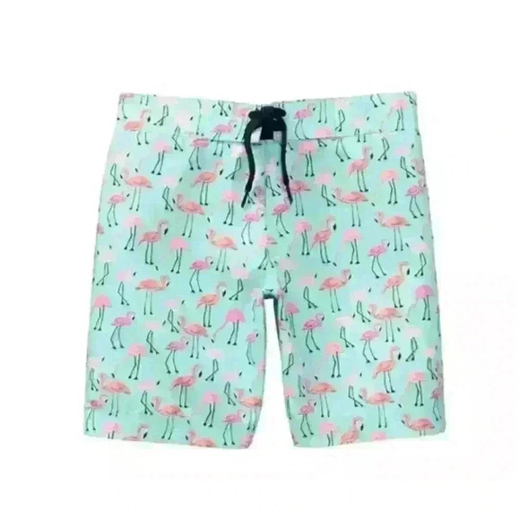 Janie and Jack Mint Flamingo Swim Trunks, size 3-6 months - Picture 1 of 8